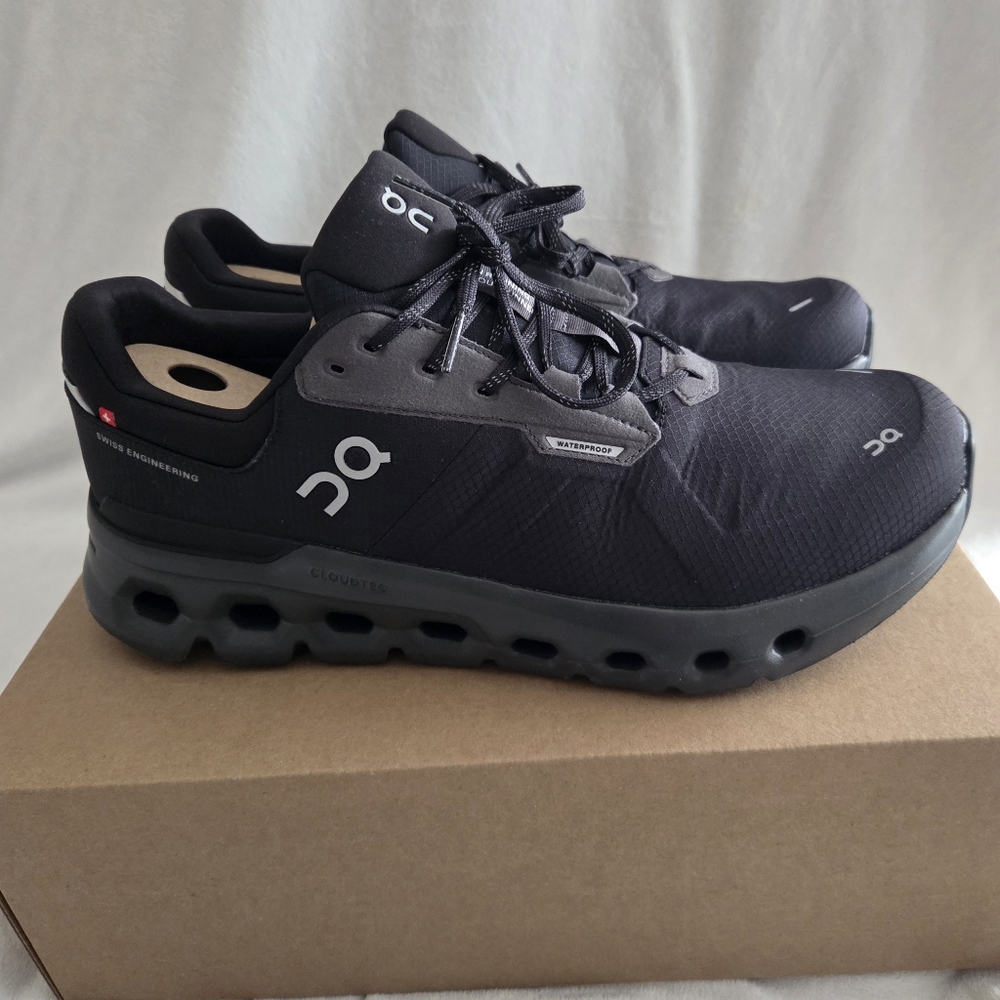 On Cloudrunner 2 Waterproof Running Shoe Sneaker Magnet Black Men Size 11.5 NIB